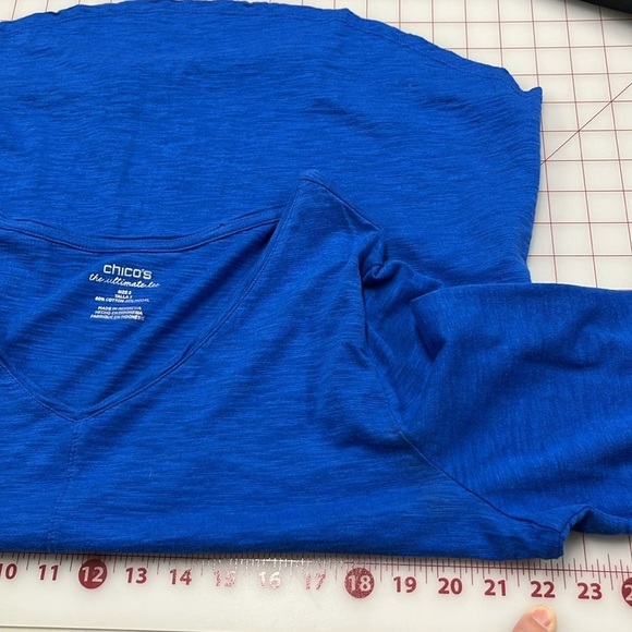 CHICO'S Set of 2 V-Neck 3/4 SLV Cotton Black and Bright Blue Pullover Tops SZ XL - Picture 15 of 16